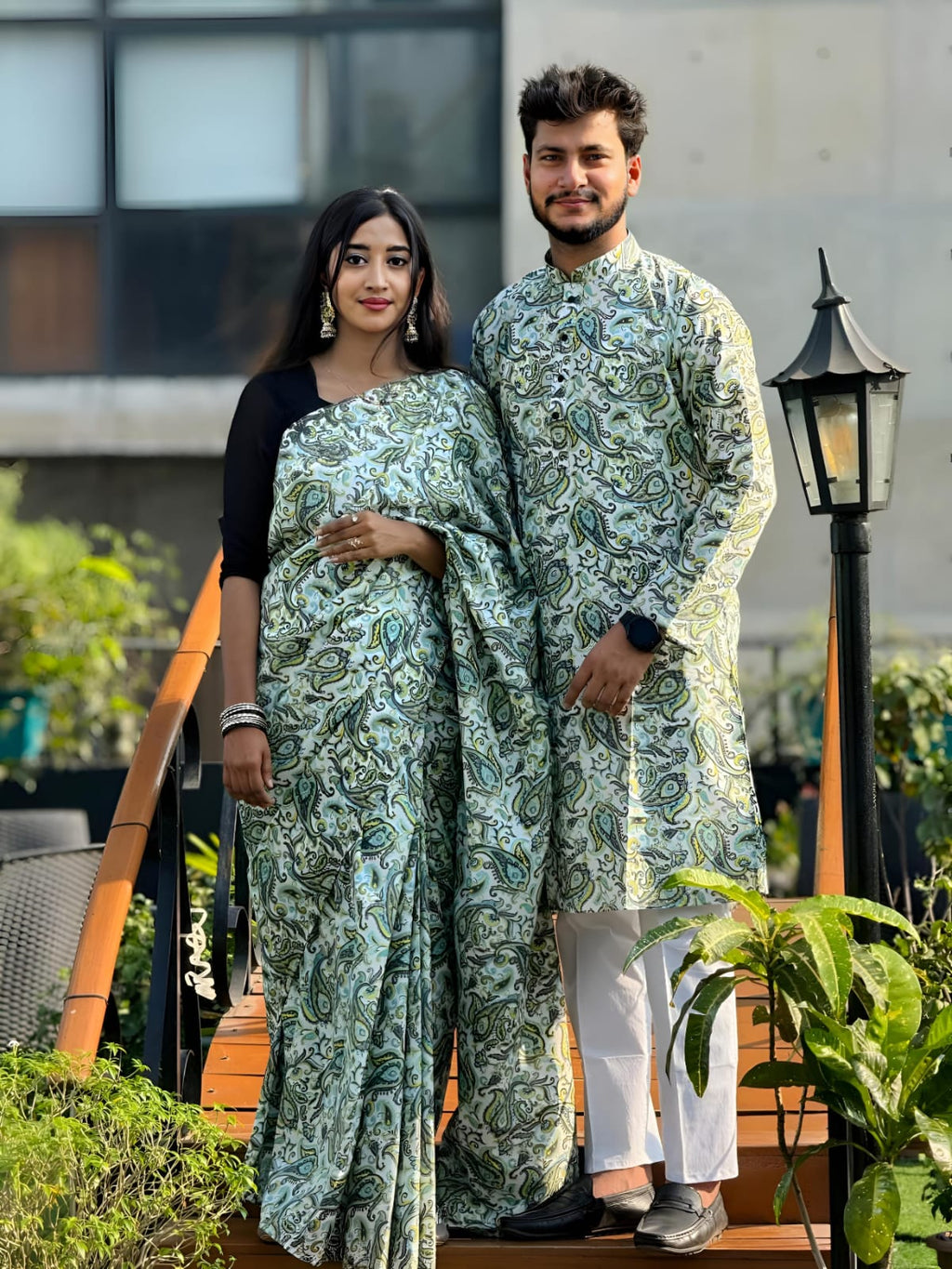 শাড়ি ও পাঞ্জাবি কাপল ড্রেস (Cotton Mix)