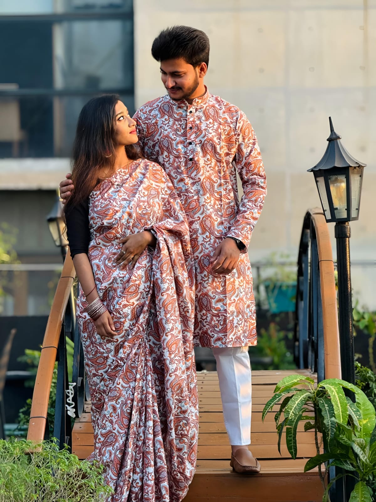 শাড়ি ও পাঞ্জাবি কাপল ড্রেস (Cotton Mix)